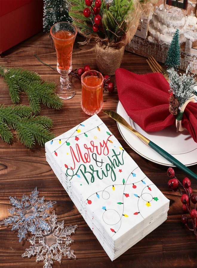 Sherr 200 Packs Christmas Napkins Light Christmas Paper Guest Towels 2 Ply Disposable Bathroom Napkins Decorative Paper Hand Towels for Xmas Winter Holiday Party Supplies (4.3 x 7.9 Inch) - Image 4